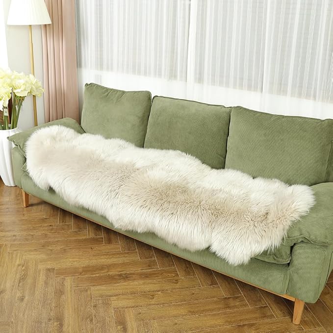 LLB Genuine Sheepskin Area Rug Wool Rug Fur Carpet Fluffy Shaggy Fur Rug - Image 4