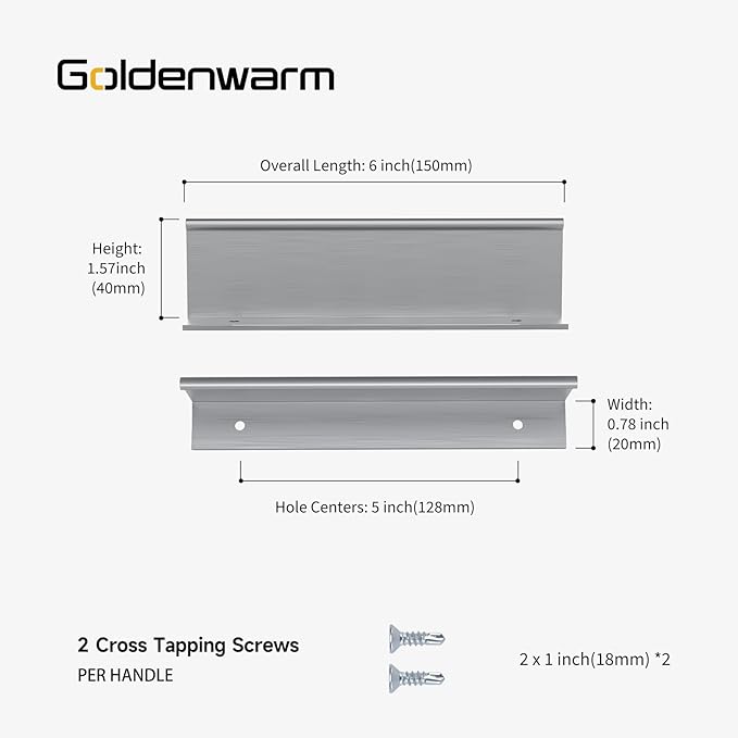 goldenwarm 30 Pack Brushed Nickel Finger Edge Pulls Drawer Finger Pulls Kitchen Hardware Handles Bedroom Dresser Drawers, 5in Hole Centers