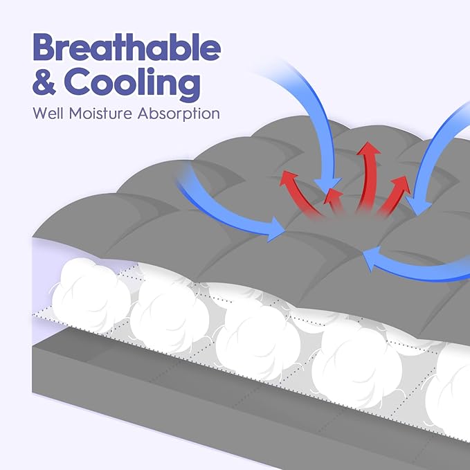 ABENE Mattress Topper King for Back Pain Relief, Extra Thick Mattress Pad Pillowtop, Soft Mattress Protector Cover with 8"-21" Deep Pocket, Overfilled Down Alternative Filling (Gray, King)