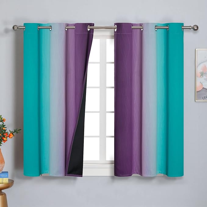 Ombre Teal and Purple Blackout Curtains - Image 2