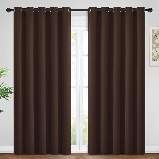 Yakamok Room Darkening Curtains 62x84 inch Long Chocolate Brown-Living Room | 2 by Yakamok