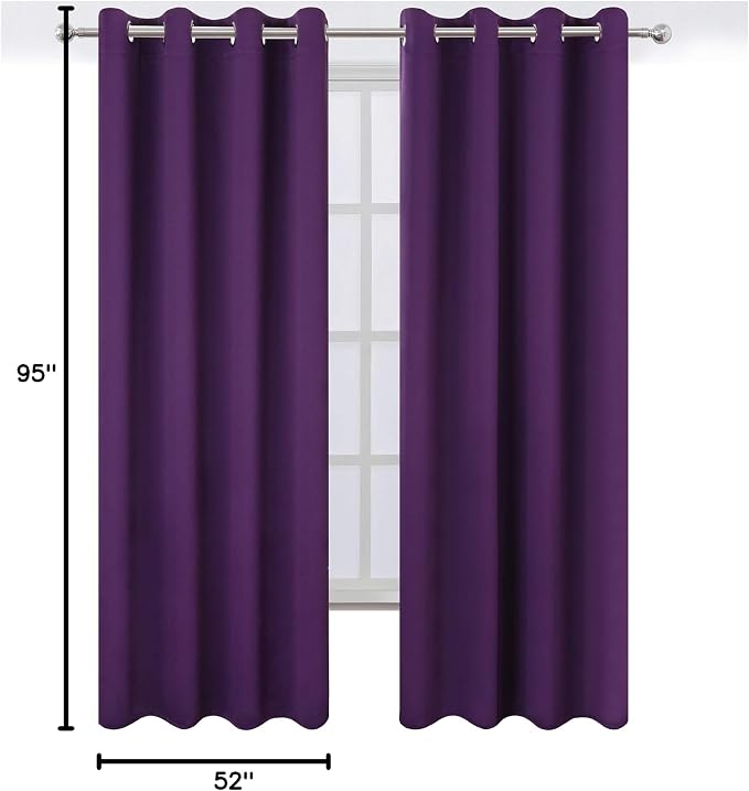 Purple Thermal Blackout Curtains/52 x 95 Inch/Set of 2 Panels Room Darkening - Image 10