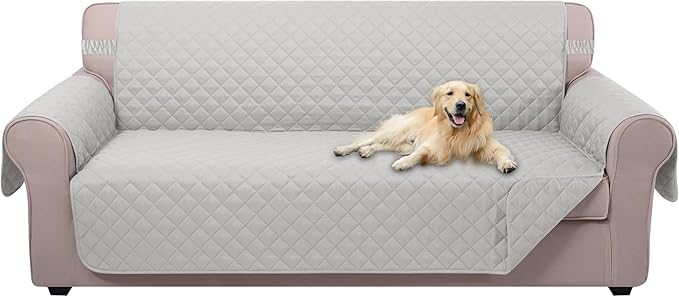 U-NICE HOME 4 Seater Sofa Cover 91''Large Couch Cover, Light Grey | Washable by U-NICEHOME