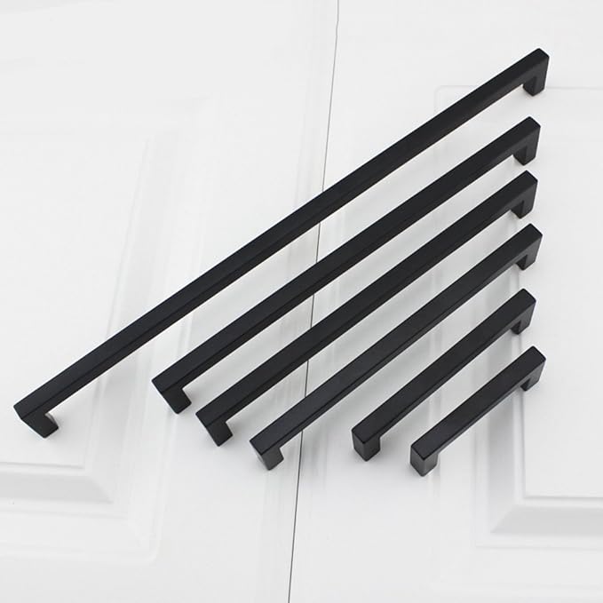 Goldenwarm 1 Pack Black Square Bar Cabinet Pull Drawer Handle Stainless Steel Modern Hardware for Kitchen and Bathroom Cabinets Cupboard, Center to Center 3-1/2in (90mm)