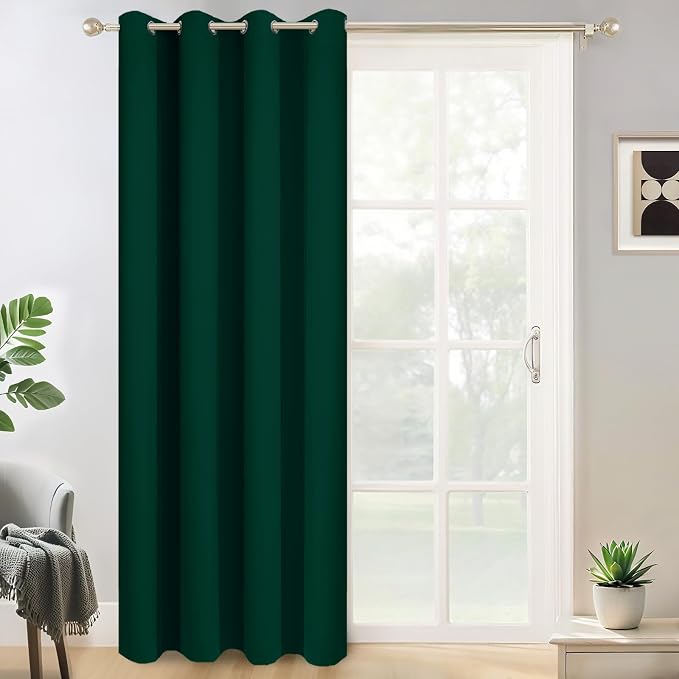 Yakamok Dark Green Room Darkening Curtains 84 inch Sliding Door Drapes | 1 by Yakamok