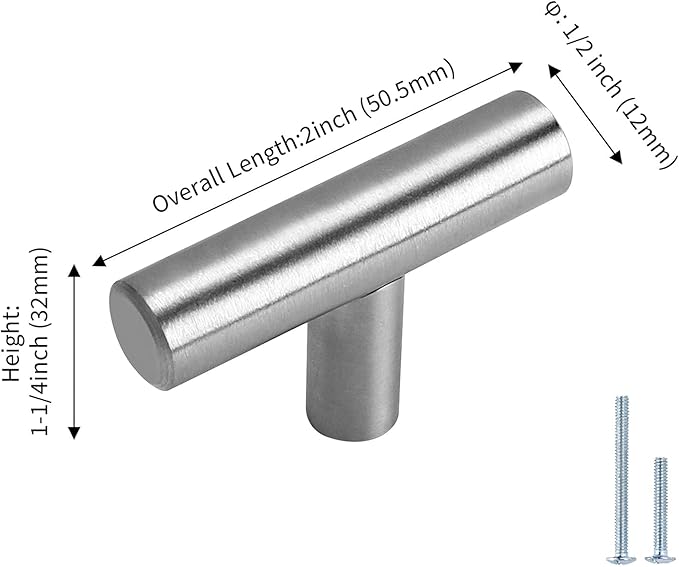 LONTAN 100 Pack Brushed Nickel Cabinet Knobs for Dresser Drawers LS201BSS Kitchen Cabinet Knobs Brushed Nickel Cabinet Pulls Modern Drawer Knobs