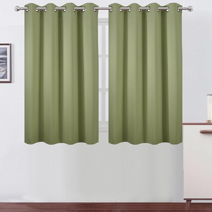 Sage Green Thermal Blackout Curtains/52 x 45 Inch/Set of 2 Panels Room by Lemomo