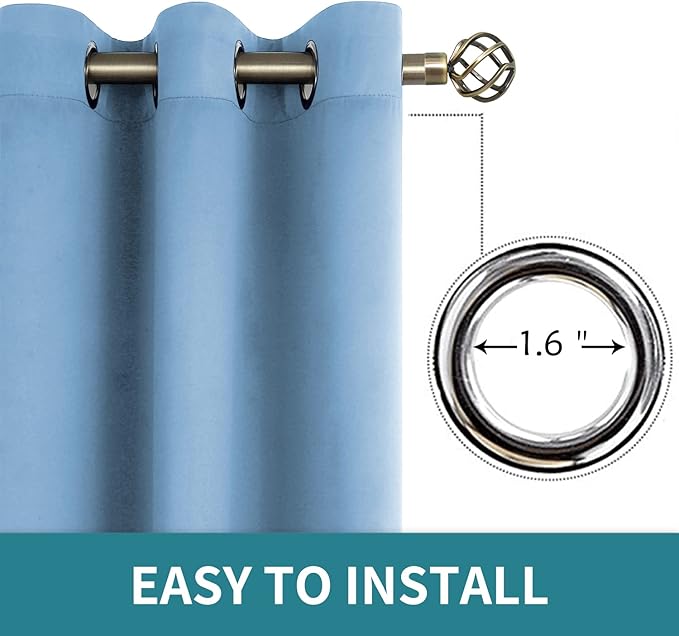 BGment Room Darkening Curtains 54 Inches Long - Grommet Thermal Insulated Drapes Window Treatment Curtains for Bedroom, 2 Panels, 38 x 54 Inch, Sky Blue