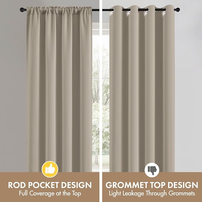 MIULEE 4 Panels Set Cobblestone Blackout Curtains 63 Inch Length Bedroom | - Image 8
