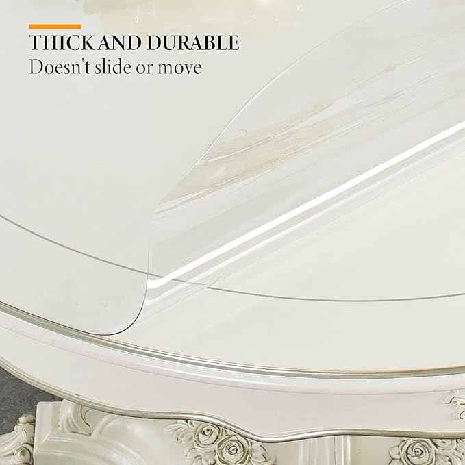 Deep Dream 1.5mm Thick 47 Inches Clear Round Table Protector, Round Table Cover, Tablecloth Protector, Table Protector for Dining Room Table & Office