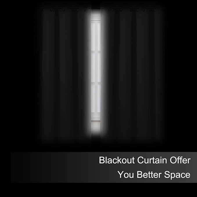 Blackout Curtains 52 x 45 inch/Light Grey Curtains Set of 2 Panels/Thermal - Image 3