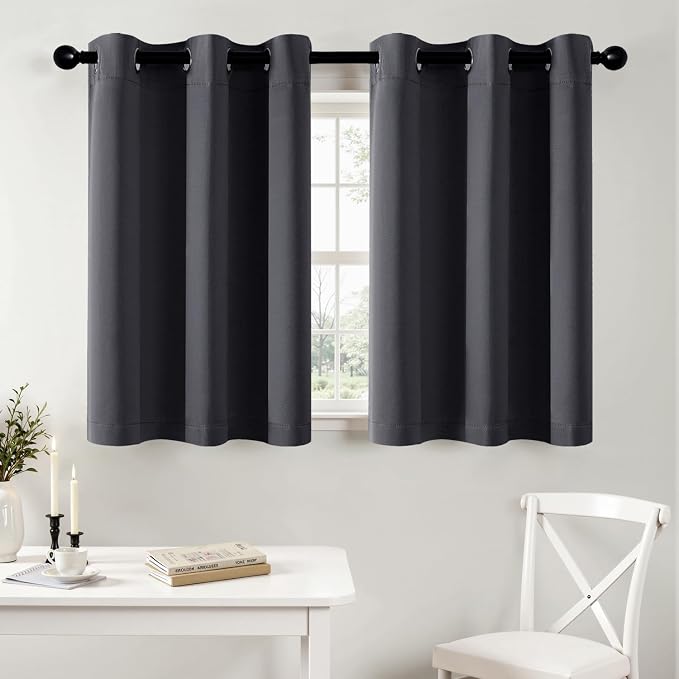 MIULEE Blackout Curtains for Bedroom 2 Panels 40 x 36 Inch Long Dark Grey | by MIULEE
