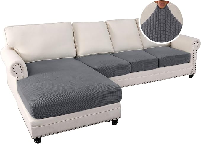 H.VERSAILTEX Sectional Couch Covers 4 Pieces Sofa Seat Cushion Covers L Shape - Image 2