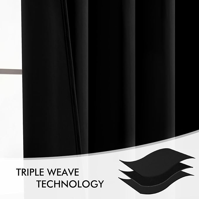 MIULEE Black Back Tab Blackout Curtains 52x95 Inch Length 2 Panels Set | Rod - Image 7