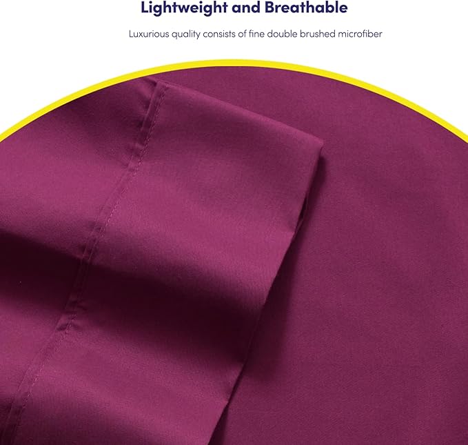 Twin Size Bed Sheets - 4 Piece 1500 Supreme Collection Fine Brushed Microfiber Deep Pocket Twin Sheet Set Bedding - 1 EXTRA PILLOW CASES, GREAT VALUE, Twin, Berry