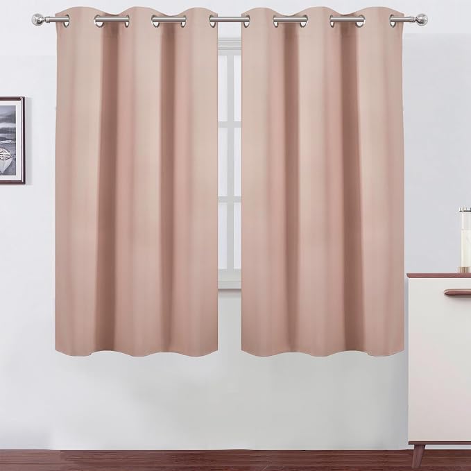 Blackout Curtains 42 x 63 inch/Blush Curtains Set of 2 Panels/Thermal Insulated by Lemomo