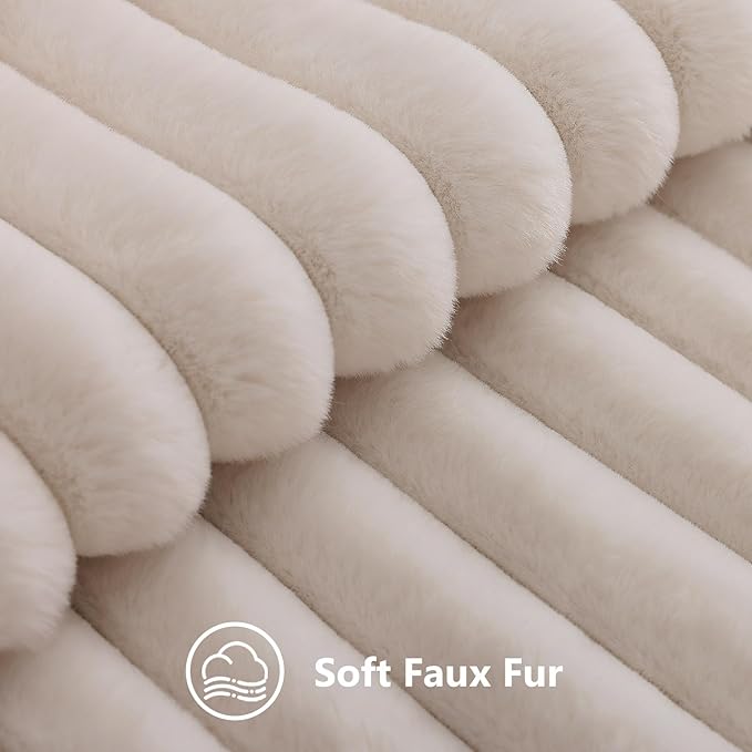 decorUhome Fall Faux Fur Throw Pillow Covers 16x16 Set of 2 Beige | Decorative - Image 2