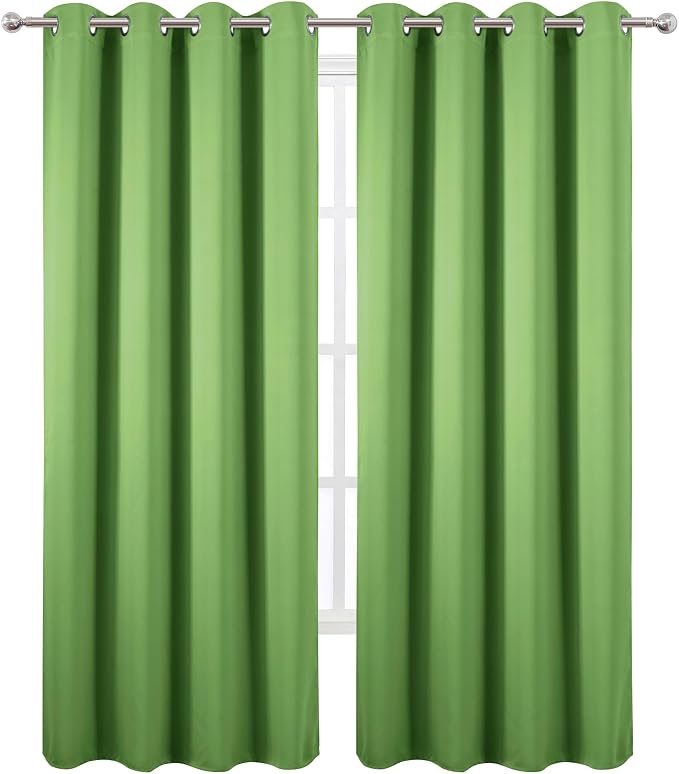 Blackout Curtains 52 x 90 Inch Long Light Green Curtains Set of 2 Panels Room - Image 2
