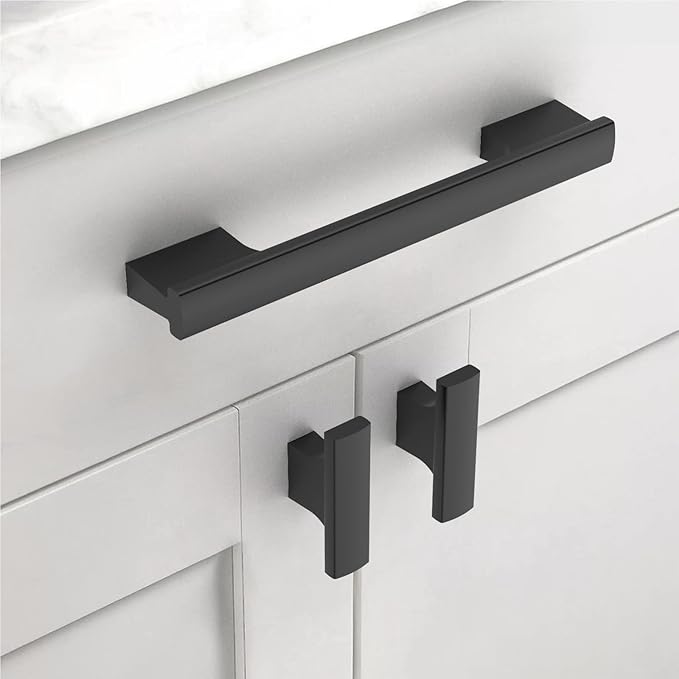 Asidrama 10 Pack 5 Inch(128mm) Matte Black Kitchen Cabinet Handles, Cabinet Pulls Kitchen Cabinet Hardware for Cupboard Drawer Pulls