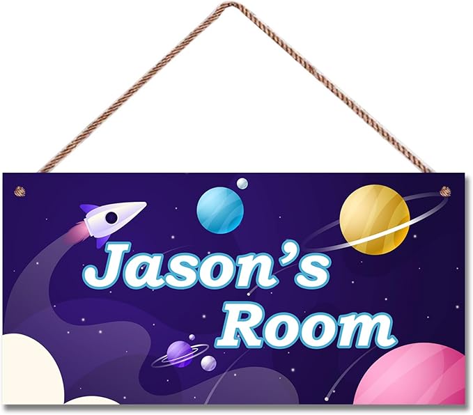 Personalized Signs Spacecraft Sign Alien Wall Art Decoration Exquisite Decorative Signs for Kids Room Planet Wall Art Decor Outer Space Themed Nursery Decor For Boys Bedroom