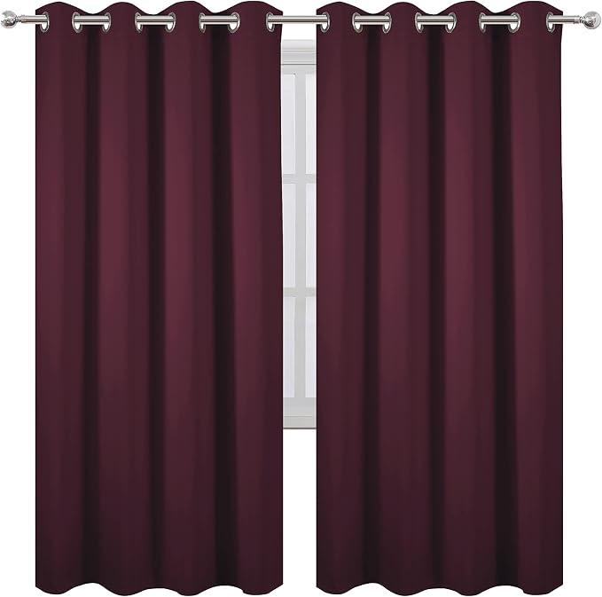 Burgundy Red Thermal Blackout Curtains/52 x 72 Inch/Set of 2 Panels Room - Image 2