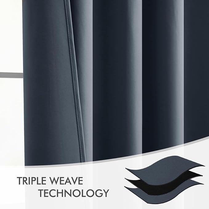 MIULEE Stone Blue Back Tab Blackout Curtains 52x84 Inch Length 2 Panels Set | - Image 7