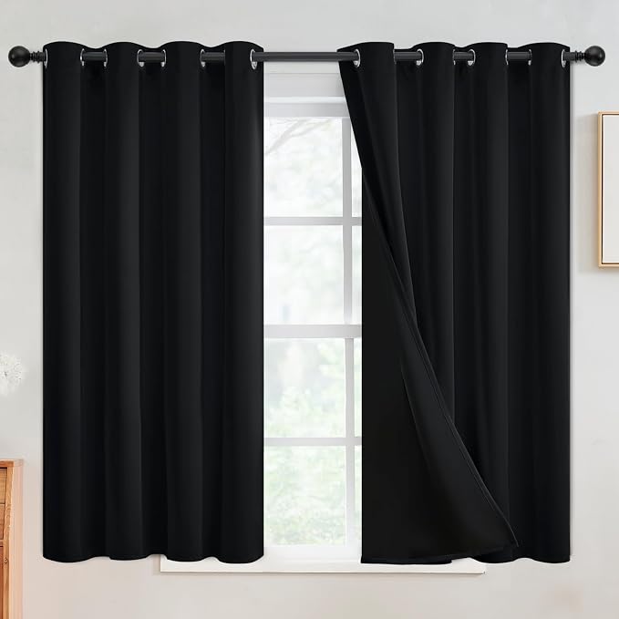 SimpleHome Black 100% Blackout Curtains Room Darkening Living Room 54 Inch | by SimpleHome
