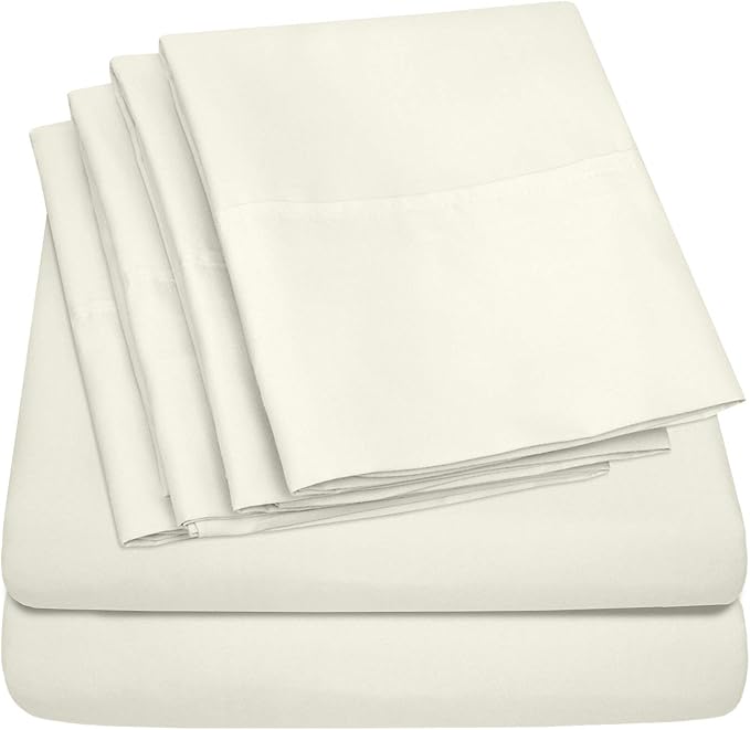 Twin Size Bed Sheets - 4 Piece 1500 Supreme Collection Fine Brushed Microfiber Deep Pocket Twin Sheet Set Bedding - 1 EXTRA PILLOW CASES, GREAT VALUE, Twin, ivory