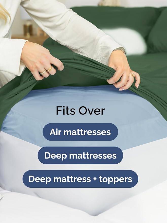 Extra Deep King Sheet Set - 6 Piece Breathable and Cooling Sheets - Hotel Luxury Bed Sheets Set - Easy Fit - Soft, Wrinkle Free and Comfy Sheets Set - Emerald Green Sheet Set with Extra Deep Pockets