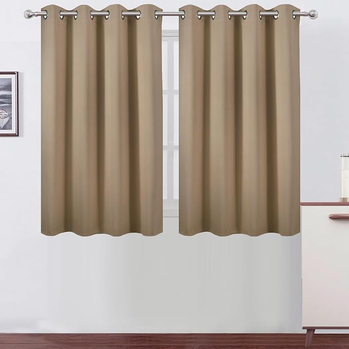Natural Thermal Blackout Curtains/52 x 45 Inch/Set of 2 Panels Room Darkening by Lemomo