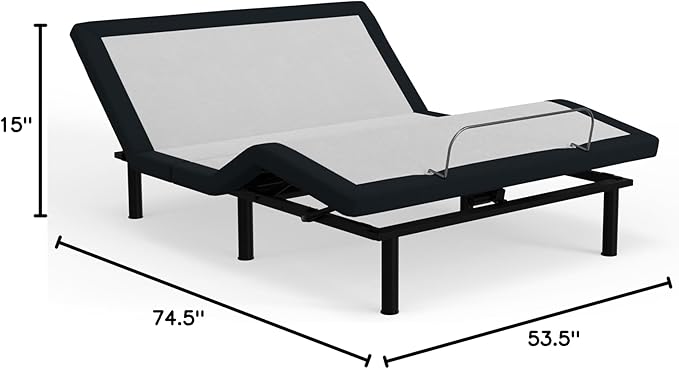 Blissful Nights Full e3 Adjustable Bed Base Frame with Head and Foot Incline, Wireless Remote Control, Easy Assembly, and 10 Year Warranty
