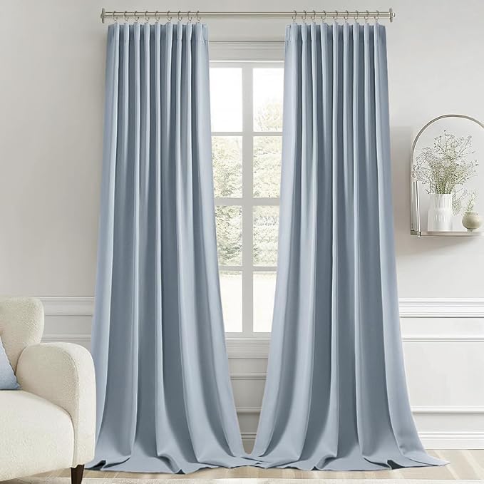 MIULEE Light Blue Back Tab Blackout Curtains 52x108 Inch Long 2 Panels Set | - Image 9