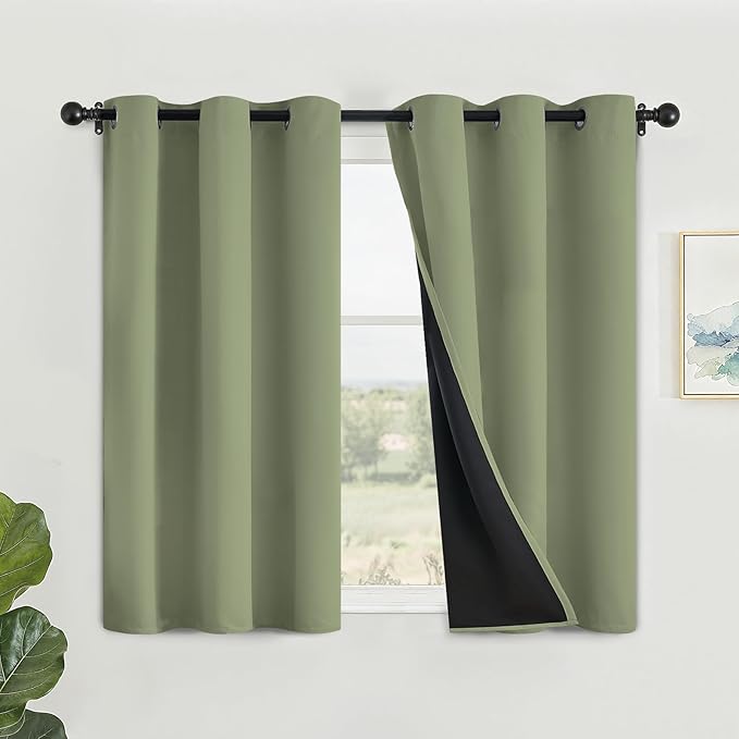 SimpleHome Sage 100% Blackout Curtains Room Darkening Living Room 45 Inch | by SimpleHome