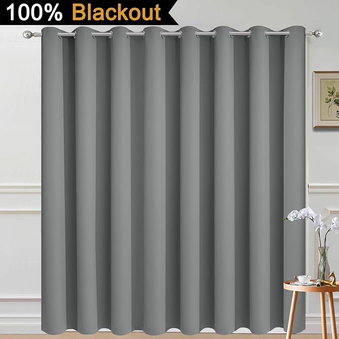 Yakamok Dove Grey Blackout Patio Door Curtain Panels W100 x L96, 1 Panel | - Image 2