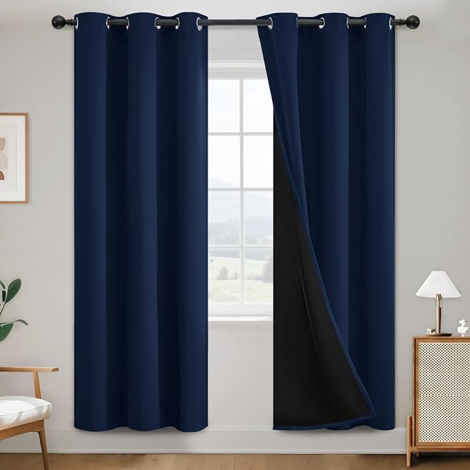 SimpleHome Navy Blue 100% Blackout Curtains Room Darkening Living Room 72 | by SimpleHome