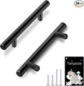 HBL' 24 Pack | 3 Inch Center to Center Matte Black Cabinet Pulls Kitchen Cabinet Handles,Made of Stainless Steel,Ideal for Cabinet,Drawer,Cupboard and Wardrobe.
