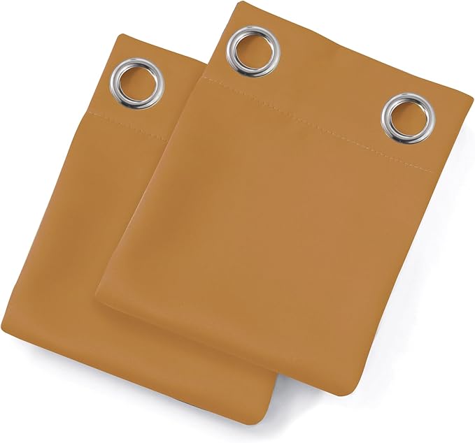 Blackout Curtains 66 x 54 Inch Long Mustard Yellow Curtains Set of 2 Panels - Image 9