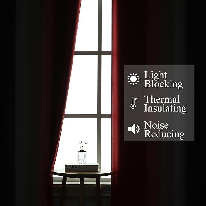 Red and Black Ombre Blackout Bedroom Curtains 108 Inches | Room Darkening - Image 3