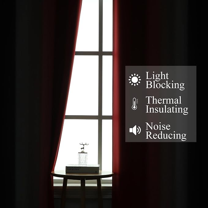 Red and Black Ombre Blackout Bedroom Curtains 54 Inch Long | Room Darkening - Image 3