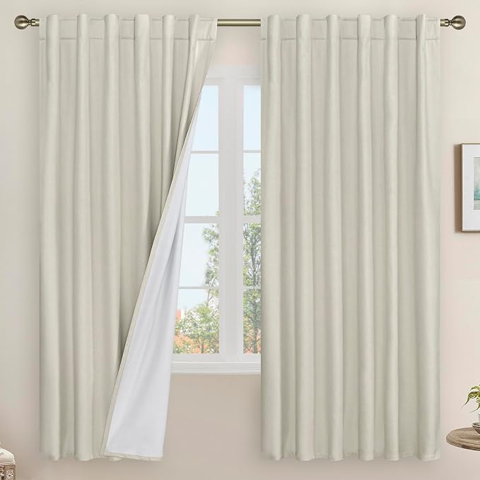 Stone 100% Blackout Linen Curtains 72 Inch by LAMIT