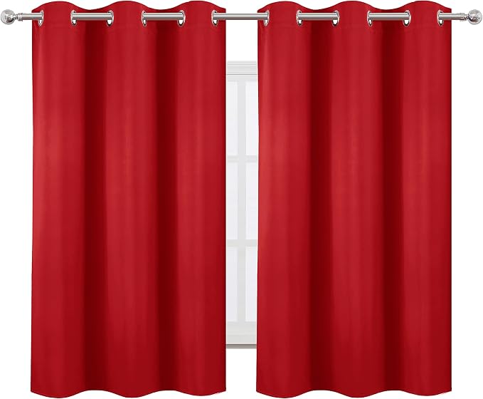 Blackout Curtains 38 x 54 inch/Bright Red Curtains Set of 2 Panels/Thermal - Image 2