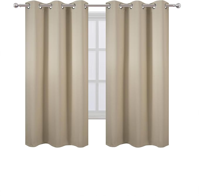 Blackout Curtains 40 x 63 inch/Beige Curtains Set of 2 Panels/Thermal Insulated - Image 2