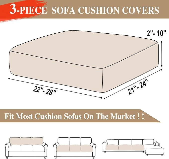 LA MEACK Couch Cushion Covers Seat Cushion Cover Stretch Couch Cover Separate - Image 6