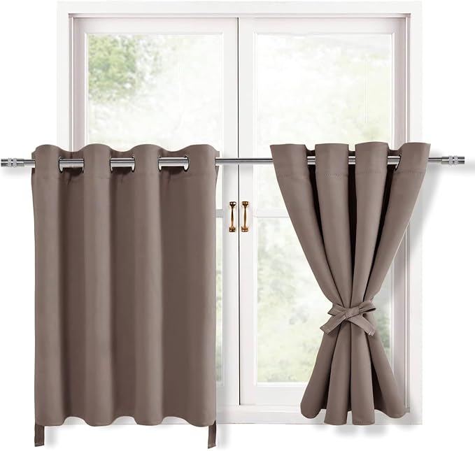 RV Blackout Curtains for Bedroom, 52 x 30 Inches Long Tan, 2 Panels | Thermal by Hiasan