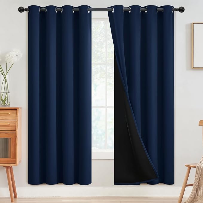 SimpleHome Navy Blue 100% Blackout Curtains Room Darkening Living Room 72 | by SimpleHome