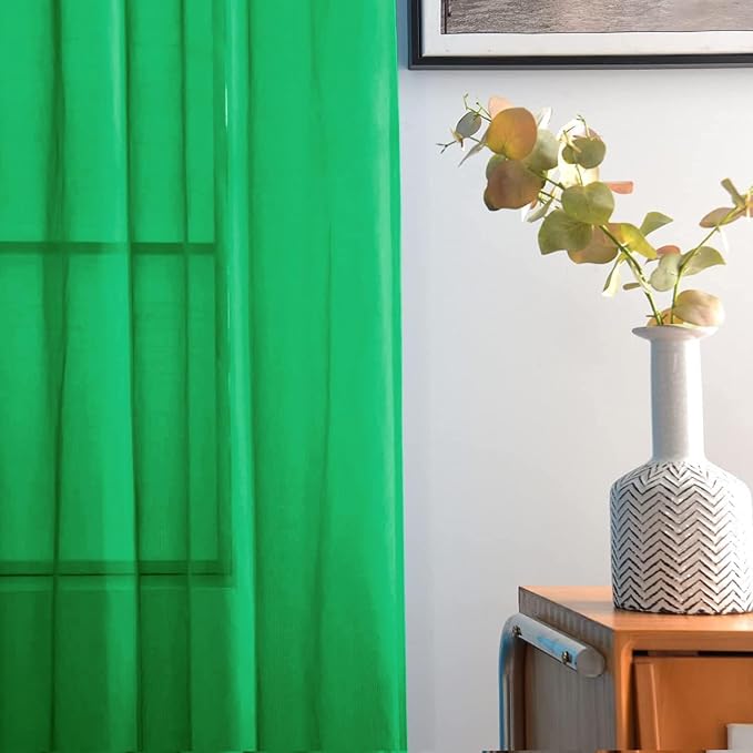 SpaceDresser Sheer Voile Window Treatment Rod Pocket Curtain Panels - Image 3
