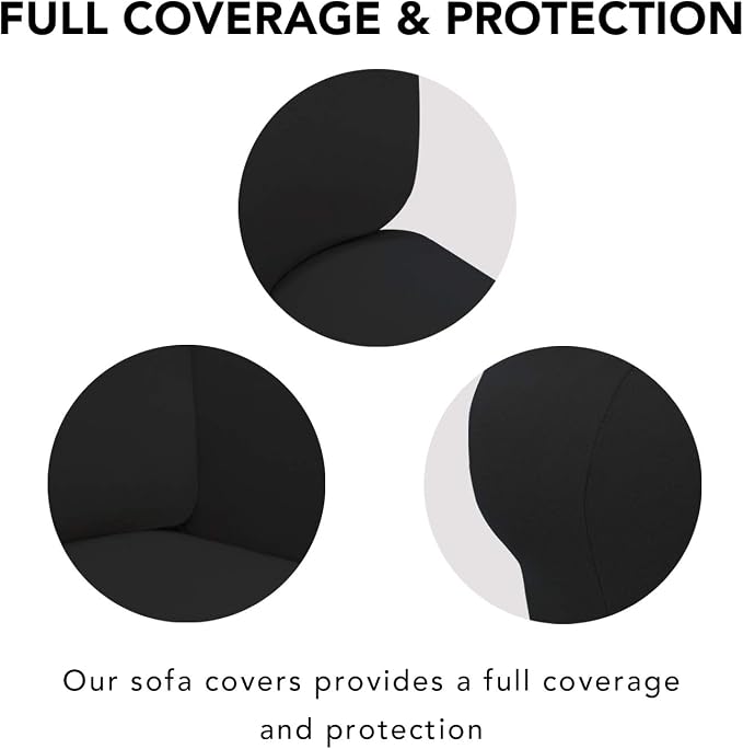 PureFit Stretch Couch Covers for Sofa Large Sofa Slipcovers Black | 1-Piece - Image 3