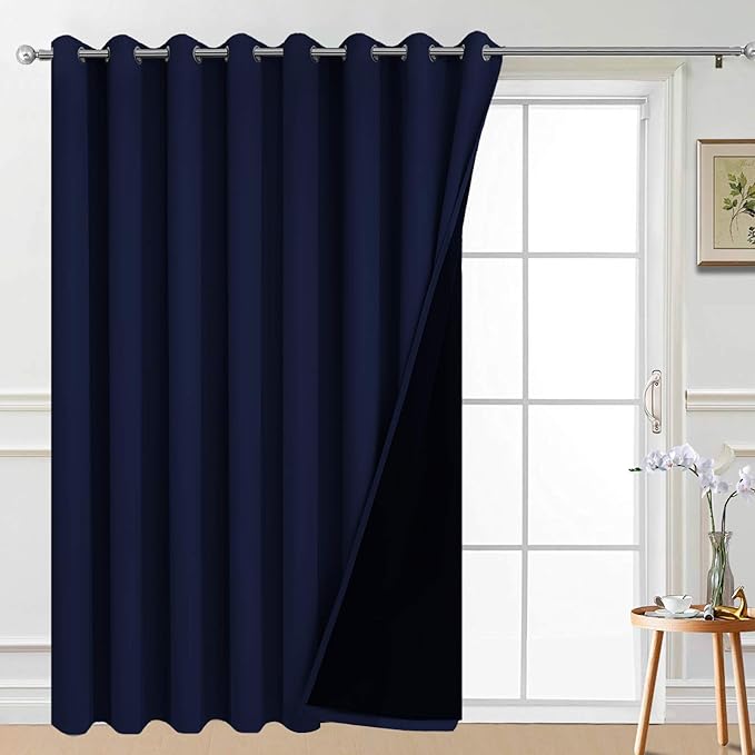 Yakamok Navy Blue Blackout Patio Door Curtain Panels W100 x L84, 1 Panel | by Yakamok