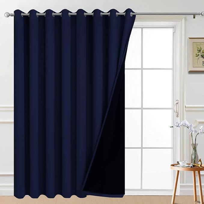 Yakamok Navy Blue Blackout Patio Door Curtain Panels W100 x L96, 1 Panel | by Yakamok