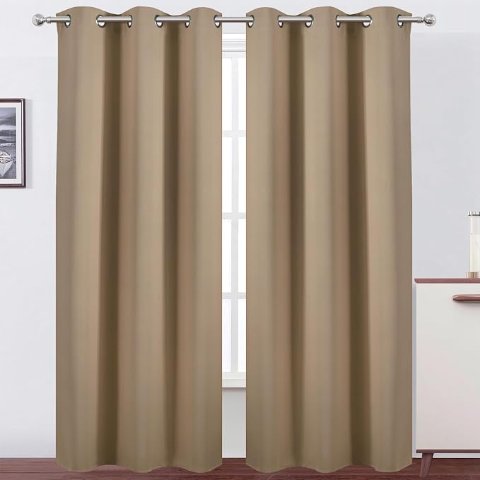 Natural Thermal Blackout Curtains/42 x 84 Inch/Set of 2 Panels Room Darkening by Lemomo